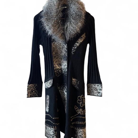 Y2k papillon black and silver long cardigan/coat - Picture 1 of 6